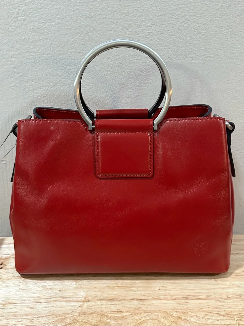 Patricia Nash Red Burnished Tooled Leather Top-Handle Satchel